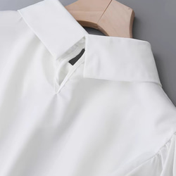 七分袖白シャツ女2024デザイン感バブル袖 3枚目の画像