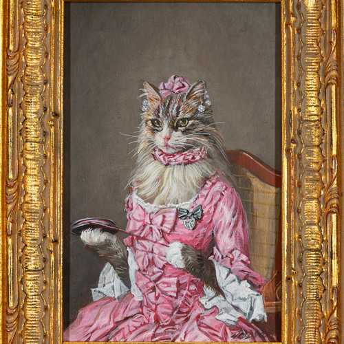 【猫好きさんに】猫貴族肖像画　アンティーク　ヴィクトリアン 猫好きさんに】猫貴族肖像画 アンティーク ヴィクトリアン 猫