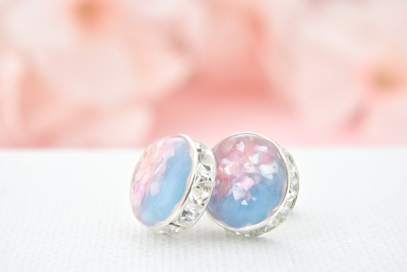 【3月限定】藍天櫻花：耳環/耳環【訂製】 第8張的照片