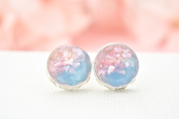 【3月限定】藍天櫻花：耳環/耳環【訂製】 第3張的照片
