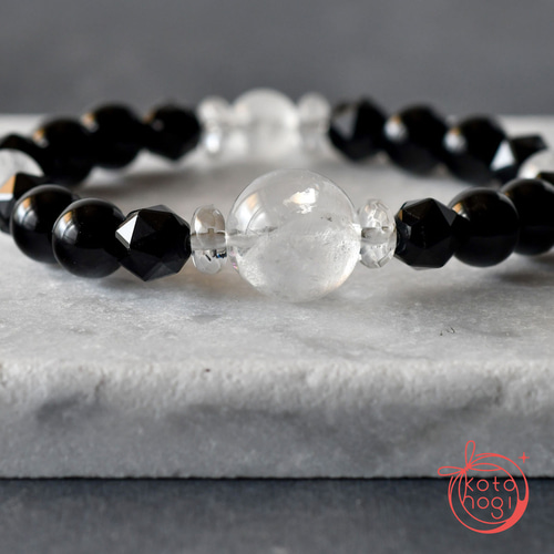 お守り ブレスレット＊天然石 モリオン ガネーシュヒマール 水晶 数珠