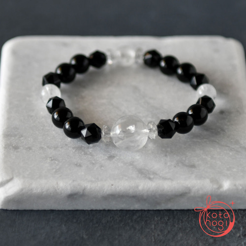 お守り ブレスレット＊天然石 モリオン ガネーシュヒマール 水晶 数珠