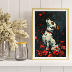 【犬花爛漫 - ジャックラッセルテリア犬 No.5】モダンアートポスター 犬の絵 犬の絵画 犬のイラスト 8枚目の画像