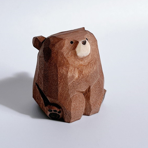 わきたけいこ　木彫　『クマちゃん「出してけろ〜」』　かわいいクマ わきたけいこ 木彫 『クマちゃん「出してけろ〜」』 かわいいクマ