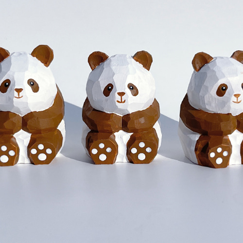 茶色のパンダ 木彫りのパンダ 置物 ギフト プレゼント ギフト