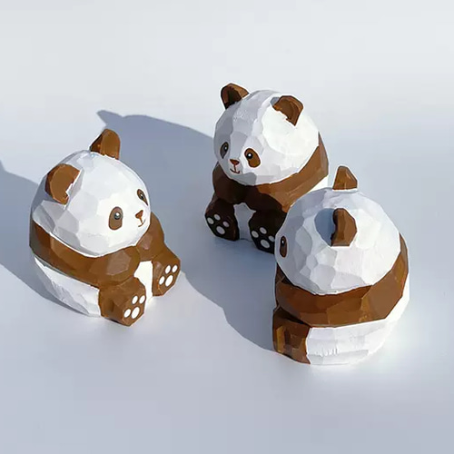 茶色のパンダ 木彫りのパンダ 置物 ギフト プレゼント ギフト