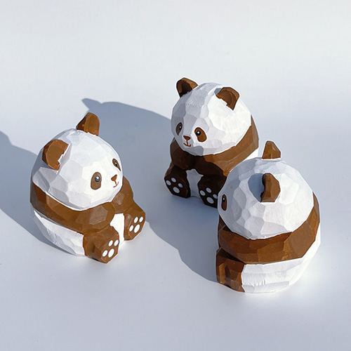 茶色のパンダ 木彫りのパンダ 置物 ギフト プレゼント ギフト