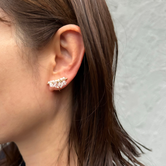 ｛ピアス/イヤリング｝14kgf/line earrings サファイア 13枚目の画像