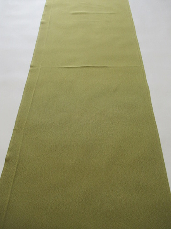 抹茶棕色 純正加賀友禪 素色 純絲丹後chirimen No.210 [長100cm x 寬36cm] 和服拆線日本布料 第2張的照片