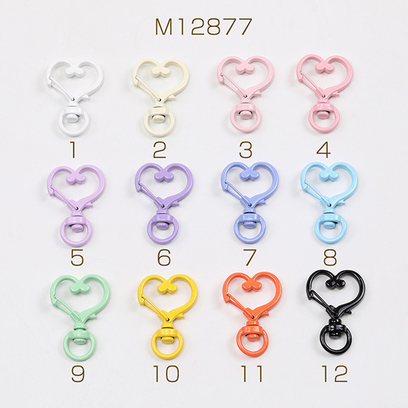 M12877-3 18個 キーホルダー回転カンフック金具 ハート型 24×35mm 3 x