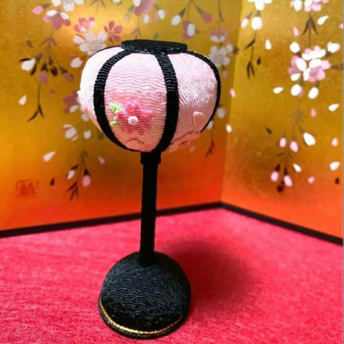 お雛様小物セット 桜金屏風15㎝ ちりめん桜ぼんぼり(大) ひな