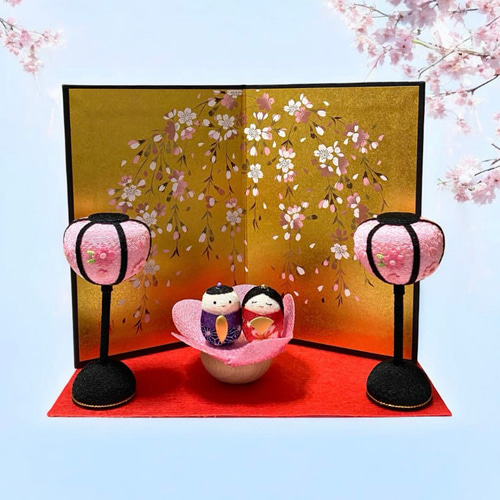もらって 嬉しい お歳暮 ランキング お雛様小物セット ひな ちりめん桜ぼんぼり(大) 桜金屏風15㎝ 雛人形・ひな祭り