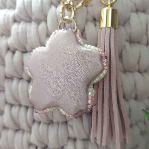 1点限り】桜 ビーズ刺繍 バッグチャーム/キーホルダー バッグチャーム