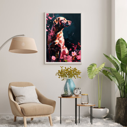 【犬花爛漫 - ラブラドールレトリバー犬 No.3】モダンアートポスター 犬の絵 犬の絵画 犬のイラスト 7枚目の画像