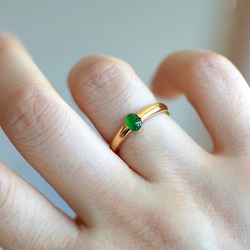 K18YG ミャンマー産 天然ヒスイ A貨 15号 リング 硬玉 Jade 翡翠 682 受注制作 k18金ゴールド ミャンマー産 本翡翠 ヒスイ 指輪