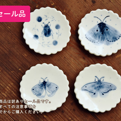 【セール品】平たい花型豆皿 虫・蛾【3/1〜3/10期間限定販売】 1枚目の画像