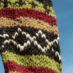 手編みウールニットソックス/ストライプソックス/ウールかぎ針編みストッキング/暖かいウールソックス-北欧グリーンフォレストストラ 10枚目の画像