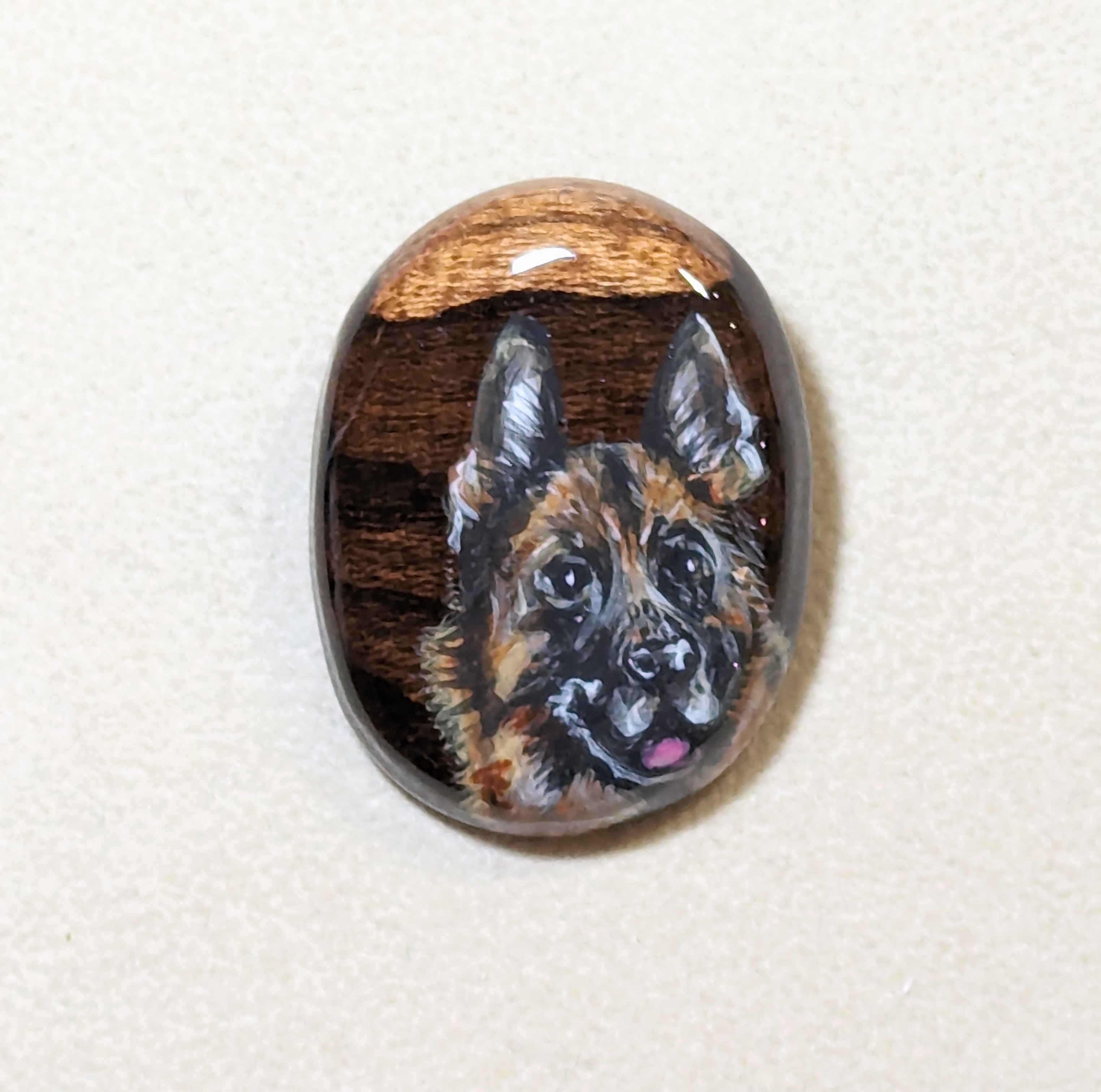 木製　手描き　ブローチ　(　シェパード　)