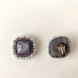 【SALE❤️】水面カボションイヤリング(グレー) 5枚目の画像