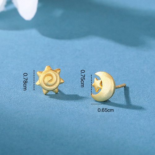 シルバー925 小ぶり 艶消し 月 太陽 ピアス つけっぱなし 小さめ