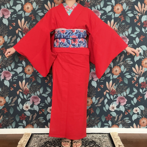 さらっと軽やか綿麻無地浴衣/トマトレッド 浴衣 花鹿 kajika 通販