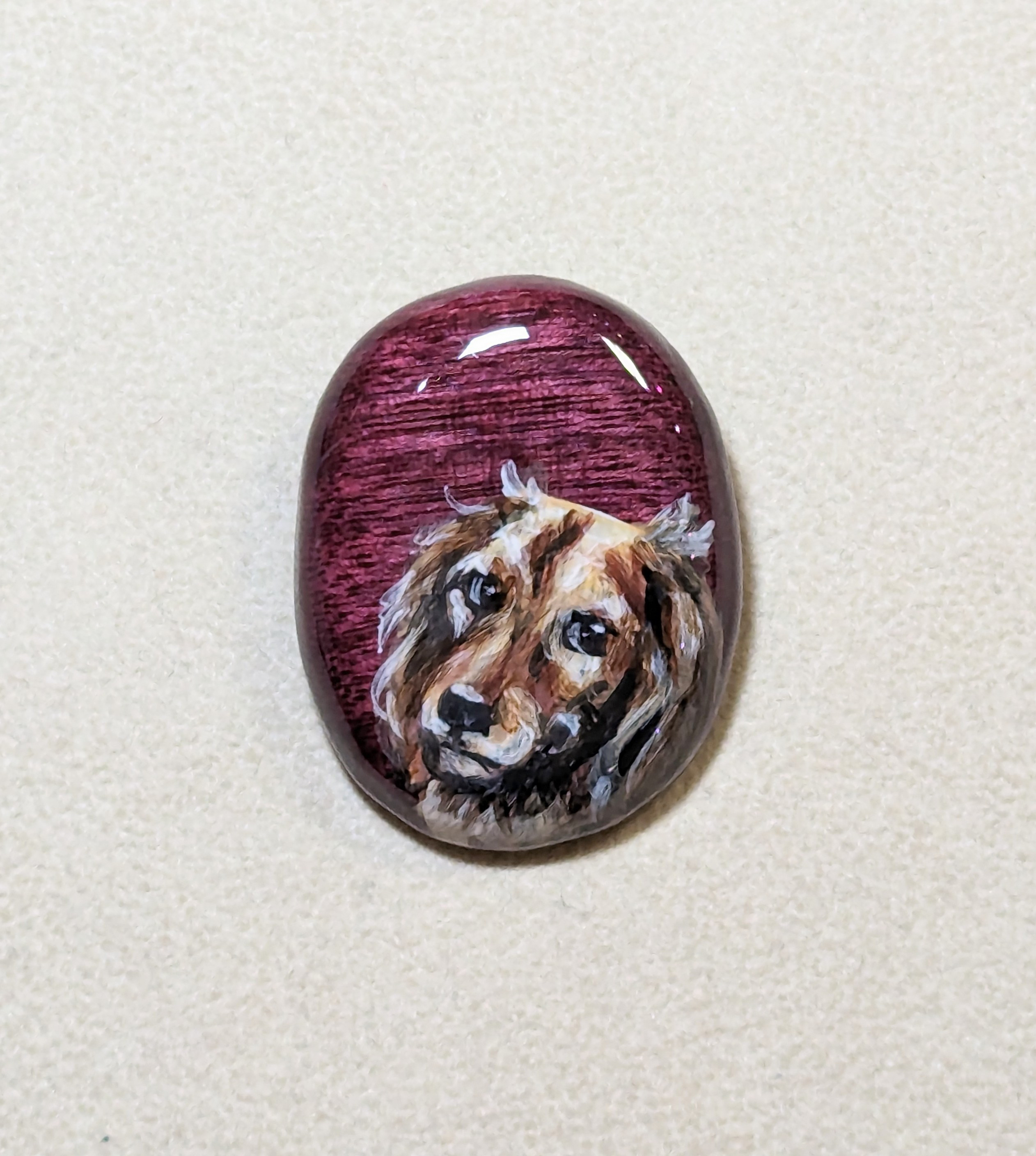 木製　手描き　ブローチ　(　ダックス　)