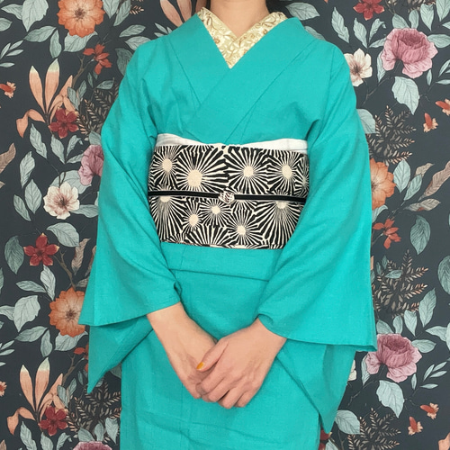 さらっと軽やか綿麻無地浴衣/コバルトグリーン 浴衣 花鹿 kajika