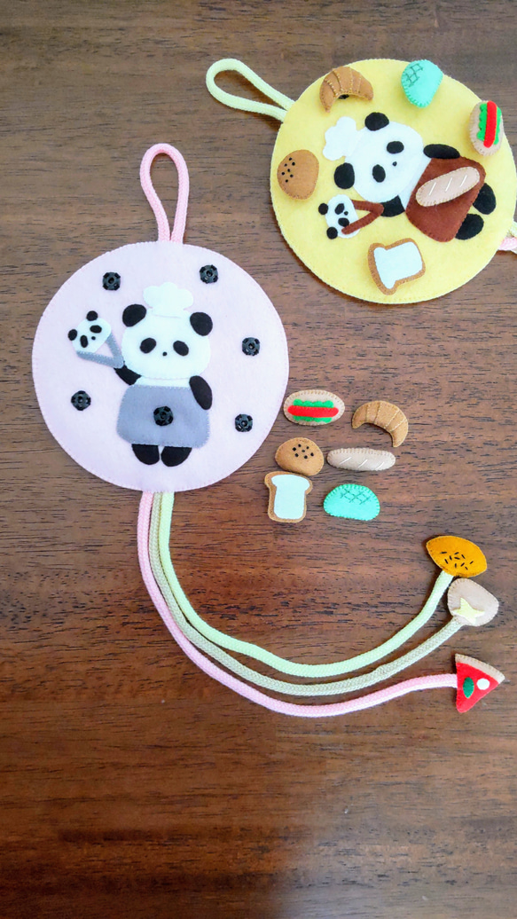 フェルトスナップボタンと三つ編み練習☆パンダのパン屋さん 2枚目の画像