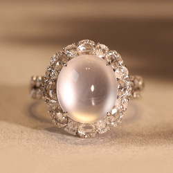 24-6 受注製作 極上品 高氷種 k18金ゴールド リング 指輪 天然 本翡翠 爪留め 天然ダイヤモンド 1枚目の画像