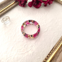 レジン リング 指輪♡ドライフラワー ピンク系  14号 3枚目の画像