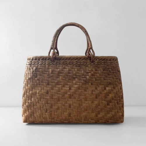 山葡萄かごバッグ網代 純国産 山形県 山葡萄かごバッグ 5mm極細網代編み 定番型 : おまめ