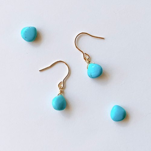 14kgf》12月誕生石 スリーピングビューティーターコイズ 小さなマロン  