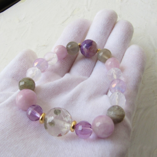 k18 ブルームーンストーン 淡水パール ブレスレット スクリュー  