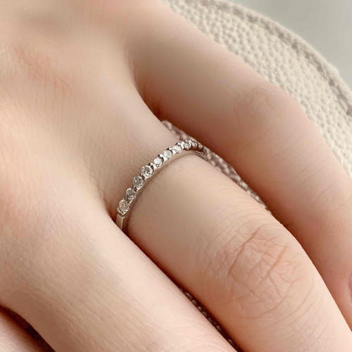地金＊プラチナ【ハーフエタニティリング 天然ダイヤモンド0.22ct】9号 11号 13号 指輪・リング neige 通販｜Creema(クリーマ)  17357067