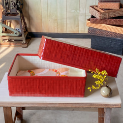 【竹細工】つづらの文庫箱　朱色 竹細工 つづらの文庫箱 赤透色 | iichi 日々の暮らしを心地よくする