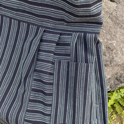 【着物リメイク】縞木綿のジャンパースカート/タック 6枚目の画像