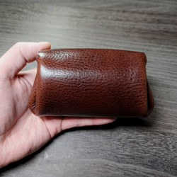 イタリアンレザーのミニ財布 アコーディオンウォレット ダークブラウン/ナチュラル ◇コンパクト財布 ポーチ 財布 本革 7枚目の画像