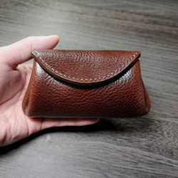 イタリアンレザーのミニ財布 アコーディオンウォレット ダークブラウン/ナチュラル ◇コンパクト財布 ポーチ 財布 本革 4枚目の画像