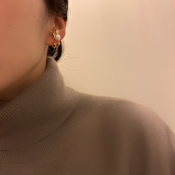 樹脂イヤリングのみ◆Rabbit pearl earrings ウサギとパールのイヤリング　可愛い　ラビット　アレルギー 7枚目の画像