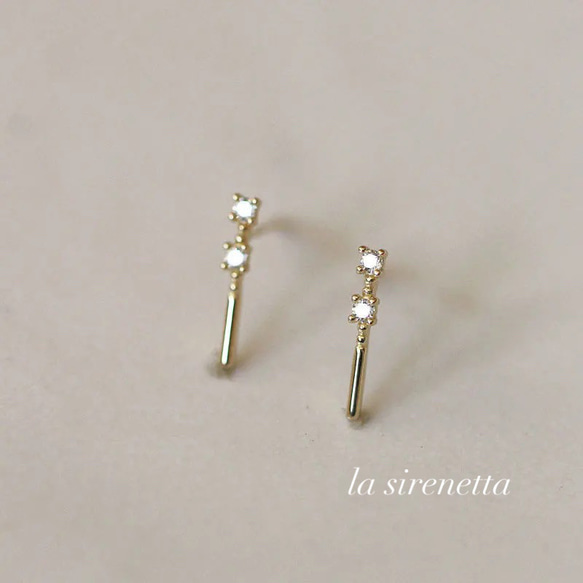 受注製作 ピアス ＊ two zirconia bar pierce 1枚目の画像