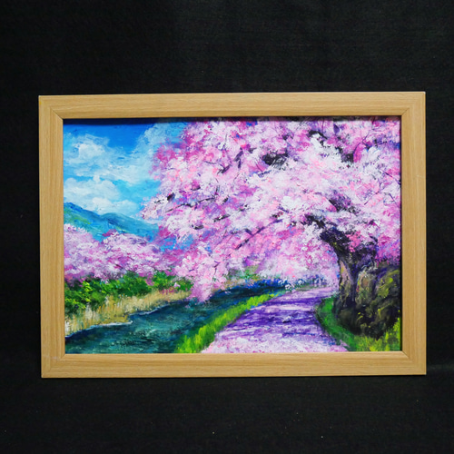 人気提案 油絵 HR 絵画 road】 blossom 【Çherry 絵画 絵 油彩画 油彩 絵画
