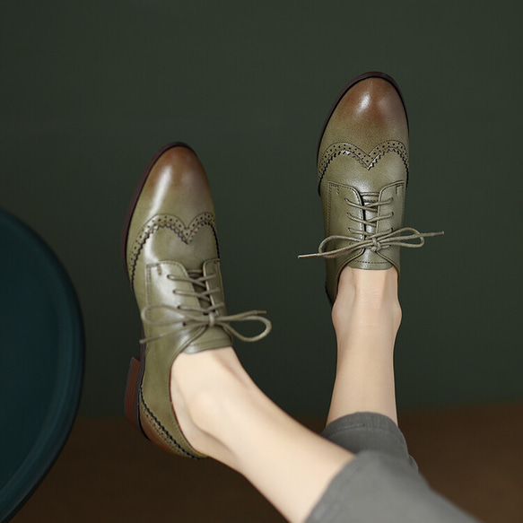 本革 オックスフォードシューズ レディース靴 靴 スニーカー  22～25サイズ３色H-870 2枚目の画像