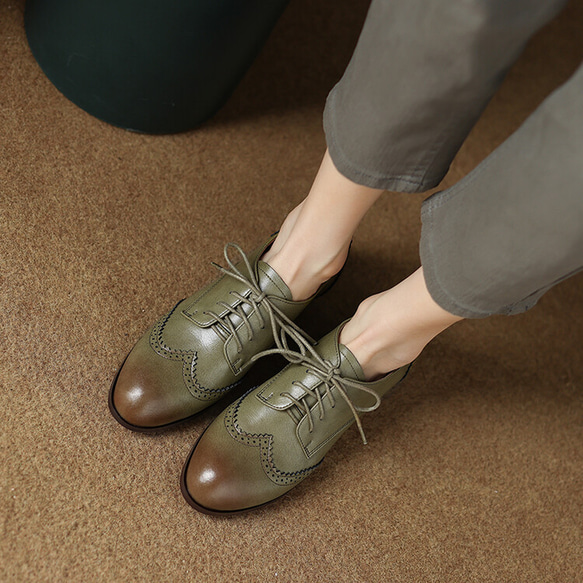 本革 オックスフォードシューズ レディース靴 靴 スニーカー  22～25サイズ３色H-870 1枚目の画像