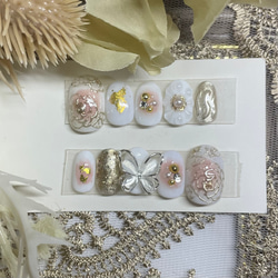 サイズオーダー♡ ミラーフラワー×チークネイルチップ ピンク size  