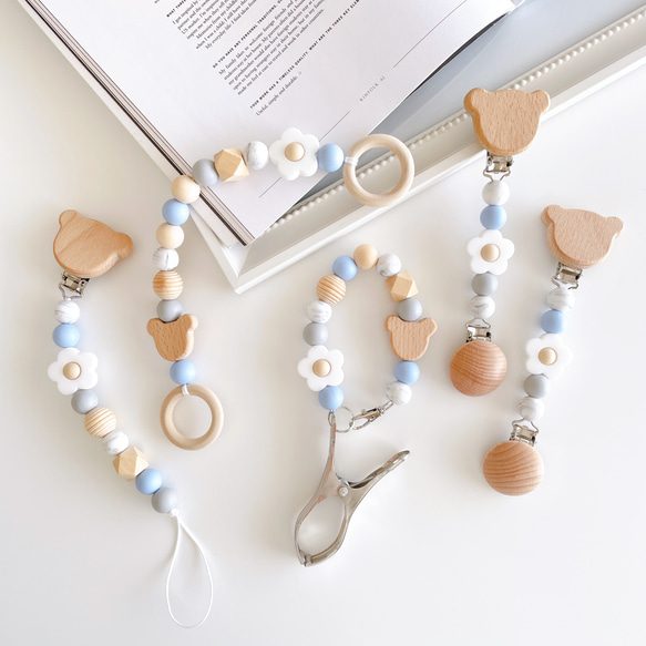 くまさんのトイホルダー/シューズクリップ/ブランケットクリップ/マグホルダー 1枚目の画像