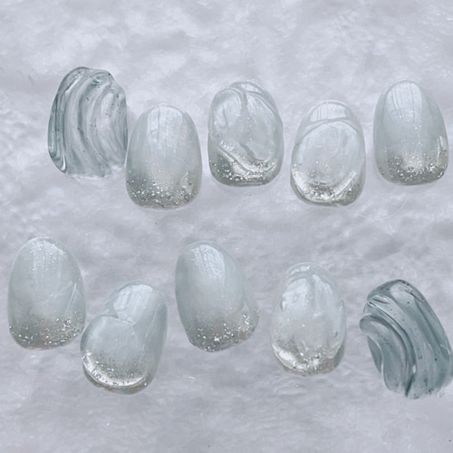 オーダーネイルチップ】うるうるネイル ニュアンスネイル ぷっくり  