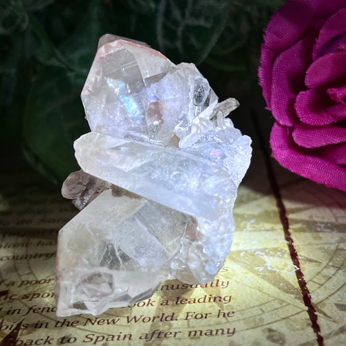 レッドヘマタイトクォーツ✨ レインボー 赤鉄鉱 水晶 原石 クラスター