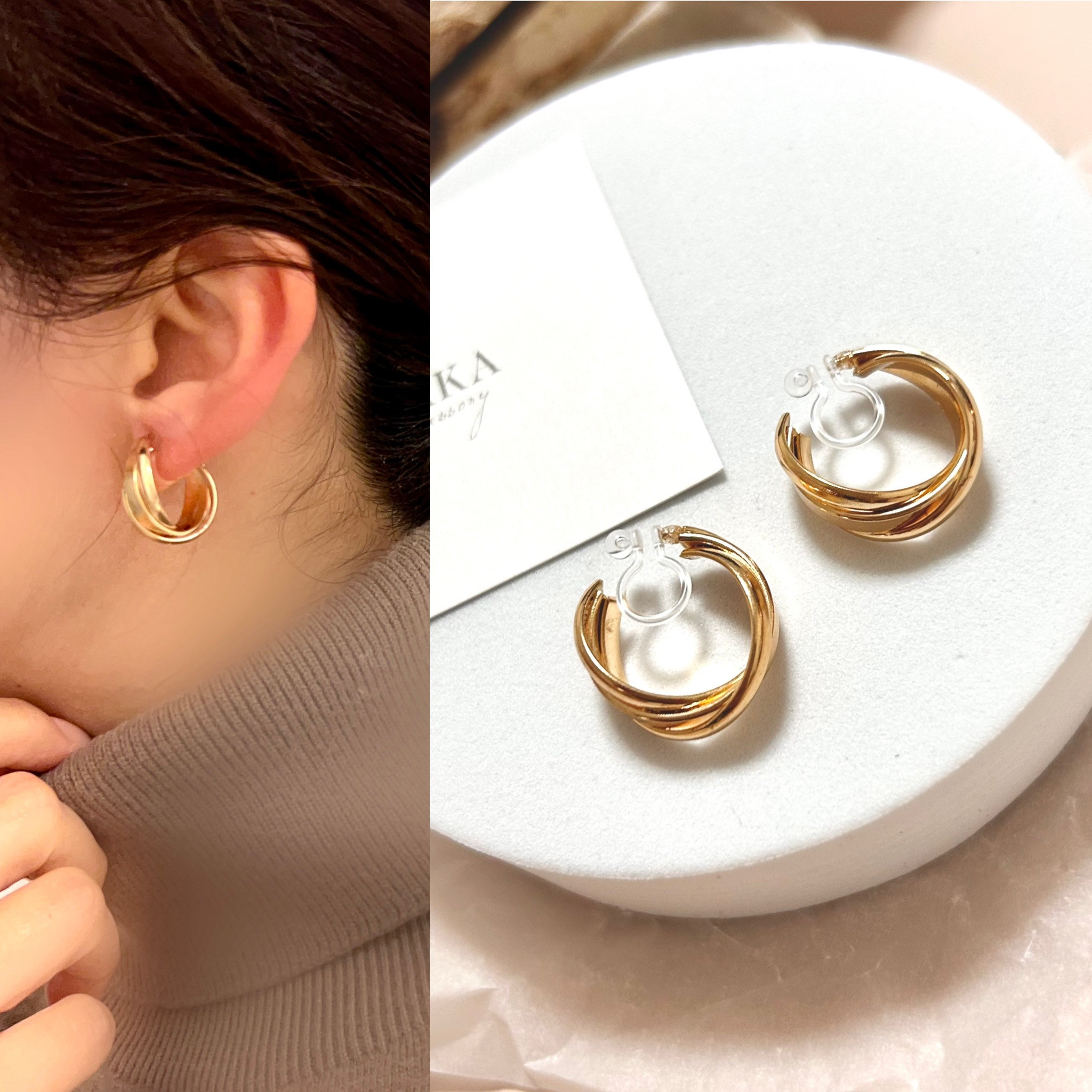 フープピアス18KYG カットワイヤー NOLLEY'S シックスティーン