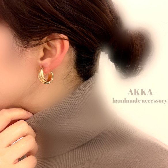 Twist hoop earrings   ツイスト フープイヤリング フープピアス　ステンレススチール　金属アレルギー 11枚目の画像