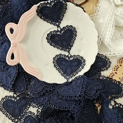 30枚入り 高品質 リボン柄 ハート形 ケミカルレース モチーフ